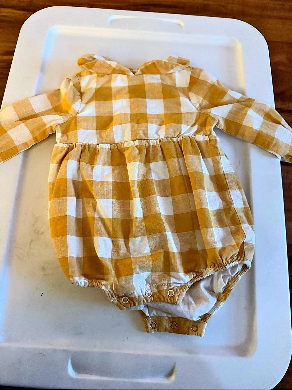 Gingham Romper in Yellow & White